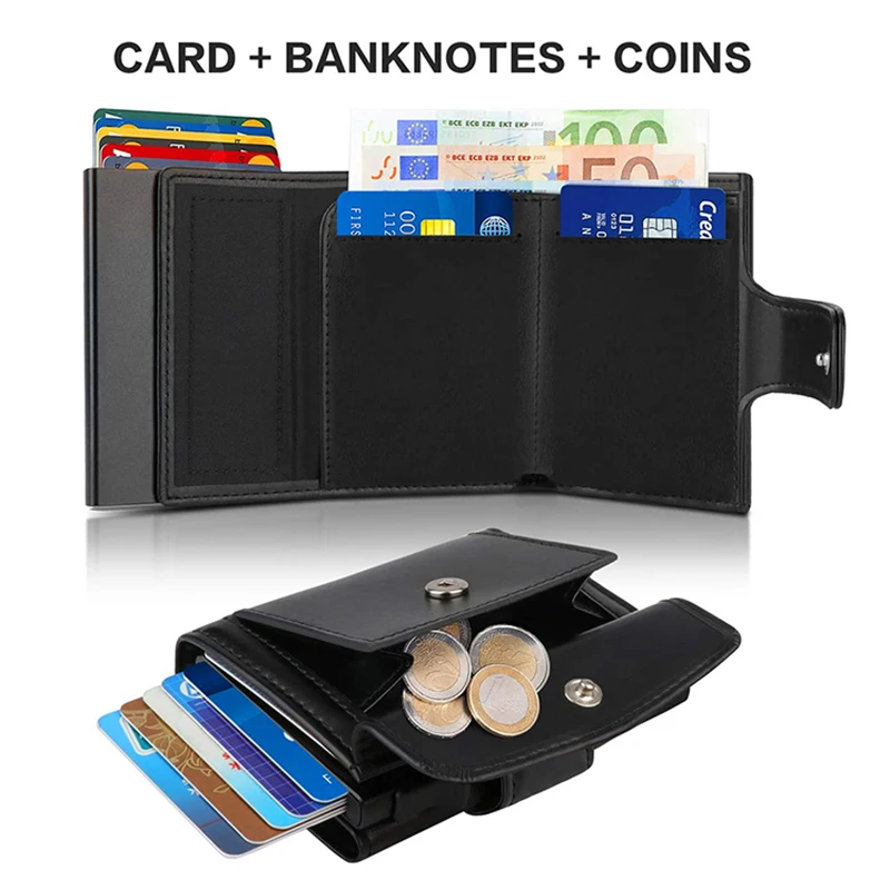 Metal Business Card Case Rfid  - Coin Holder Men review and price