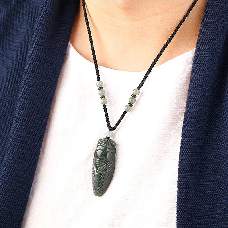 Natural Hetian Jade Cicada Pen - Men Accessories Hand review and price