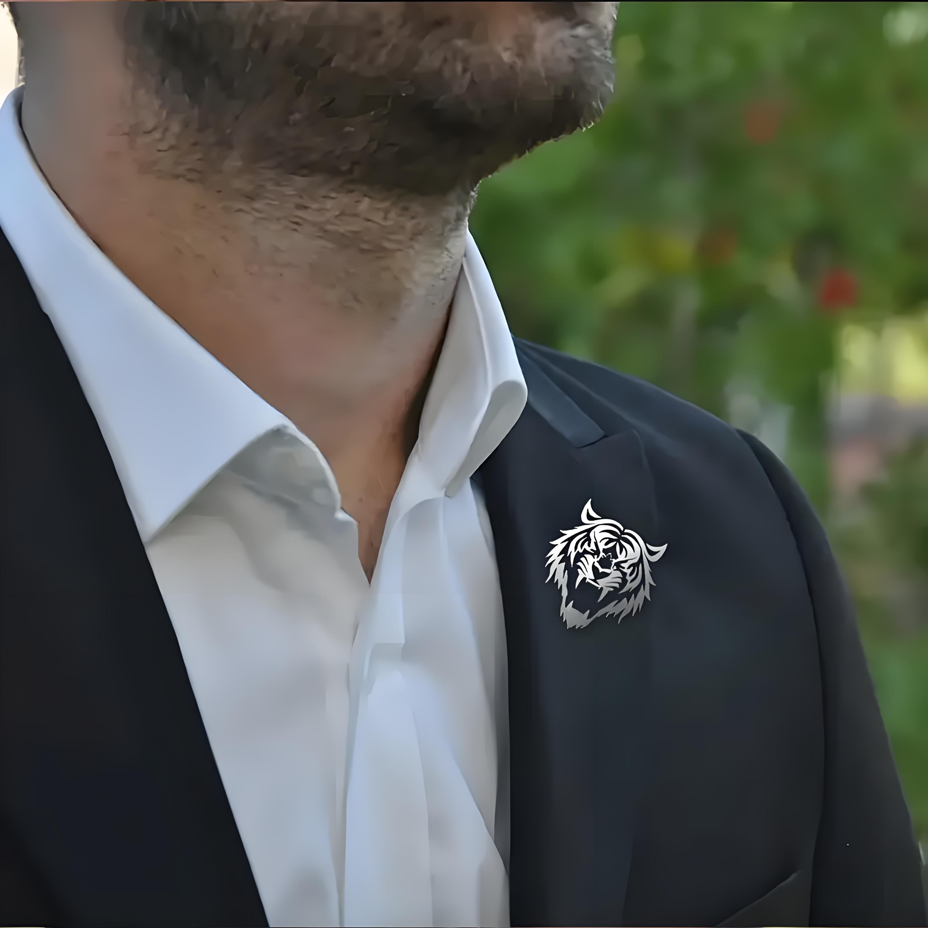 Men's Stainless Steel Tiger He - Men Accessories Brooch review and price