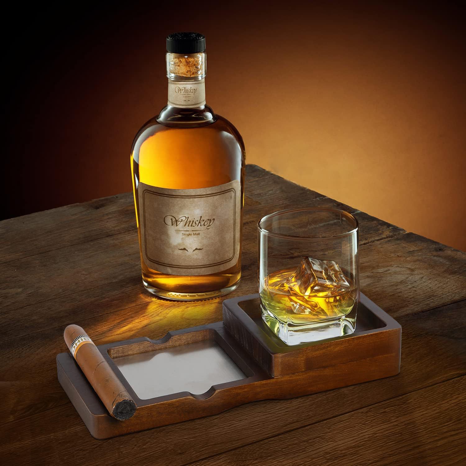 Solid Wood Cigar Ashtray Tray  - Cigar Cutter Set review and price