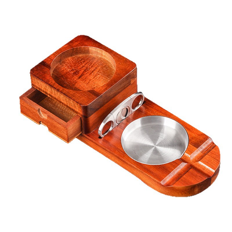 Solid Wood Cigar Ashtray Tray  - Cigar Cutter Set review and price