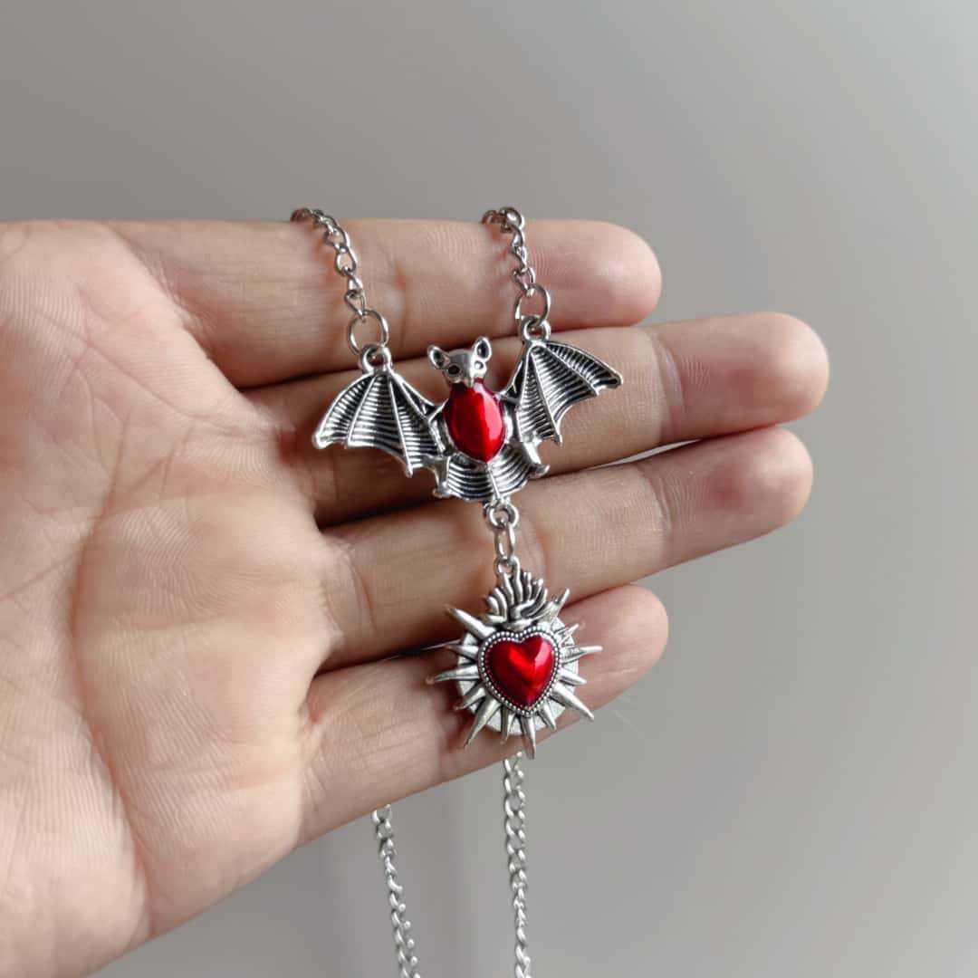 Spike Heart Bat Necklace, Goth - Men'S Victorian Accessories review and price